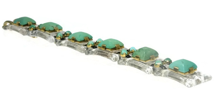 Art Deco turquoise stones articulated bracelet (image 8 of 18)